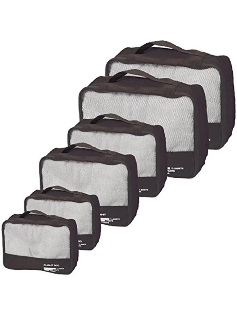 Travel Packing Cubes 6 Piece Luggage Organizer Set Nylon Suitcase Storage Bags